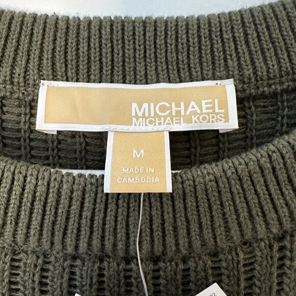 NWT Michael Kors Women's Kaki Short Sleeve Crew Neck Knit Top - m - Picture 2 of 8